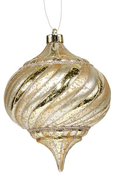 6" (150mm) Antique Swirl/Stripe Onion Ornament Champagne/Gold