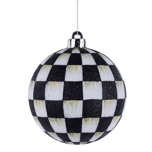 5" (120mm) Check Glitter Ornament Black/White