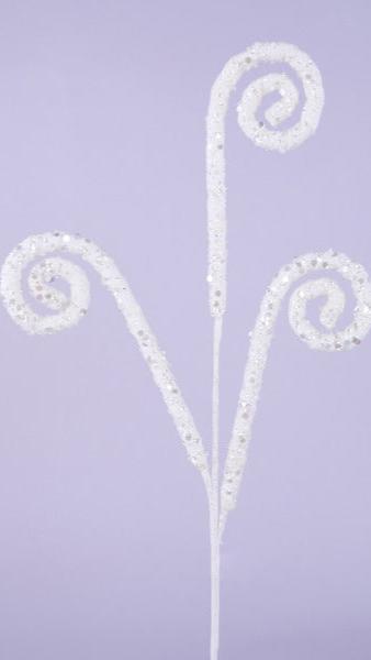 31.5" White Sequin/Glitter Curl Spray