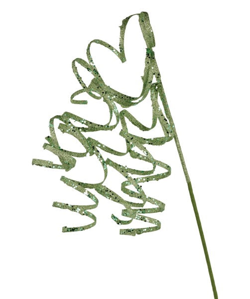 31"L Curly Glitter Ribbon Spray - Lime Green