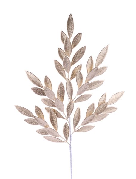 Glitter Bay Leaf Spray- Champagne