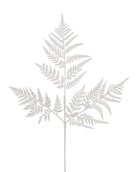 18.5"L Glitter Fern Leaf Spray White