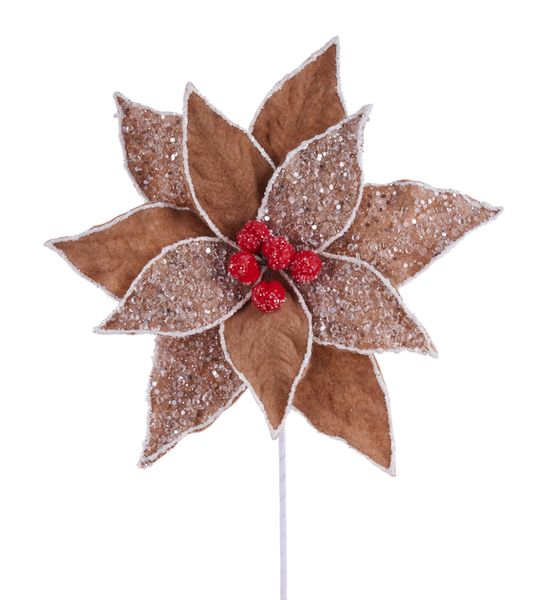 20.5"Dia Poinsettia Stem -Brown/Red