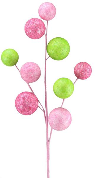 21" Glittered Ball Spray: Pink & Lime Green