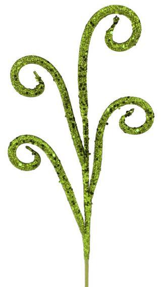 21” Green Curly Glitter Tubing Spray