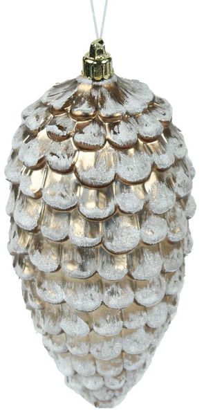 6.5" Pinecone Ornament Brown w/ Snow