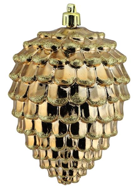 4.5"L Pinecone Ornament Shiny Chocolate/Gold