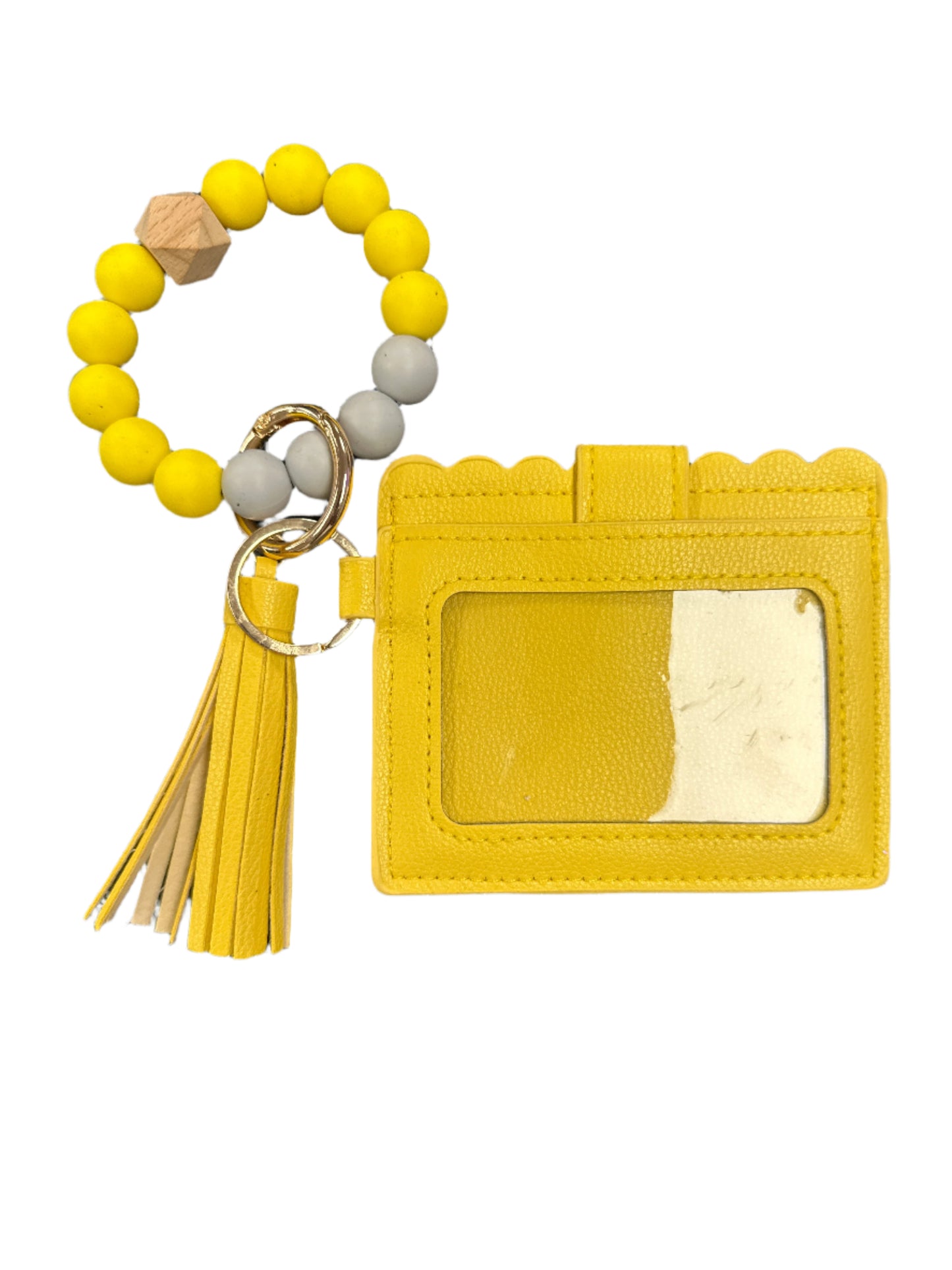 Silicone Beaded Bracelet Keyring with ID Card Wallet