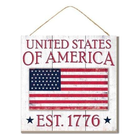 10" United States of America Sign  White/Red/Blue