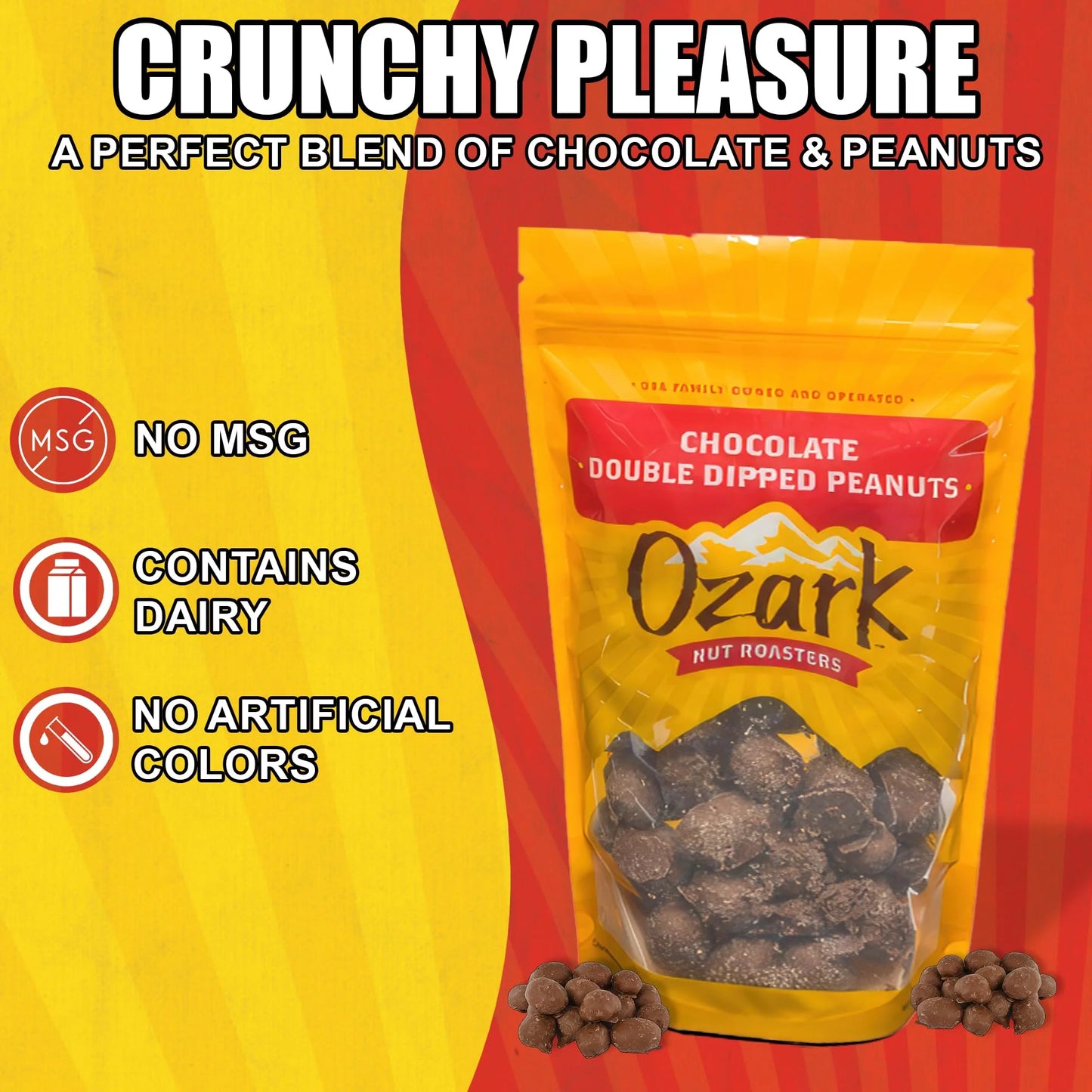 Ozark Nut Roasters Chocolate Double Dipped Peanuts 3oz Bag