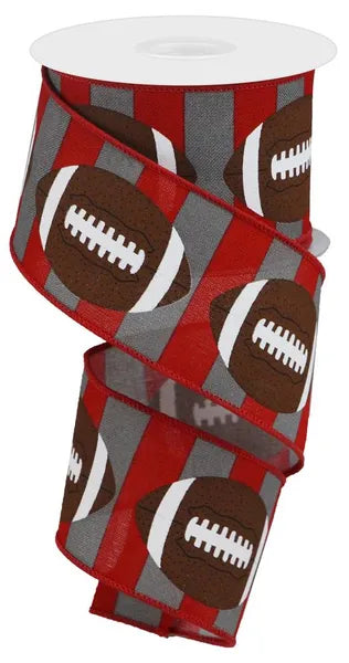 2.5" x 10yd Football on Royal Red/Grey/Brown