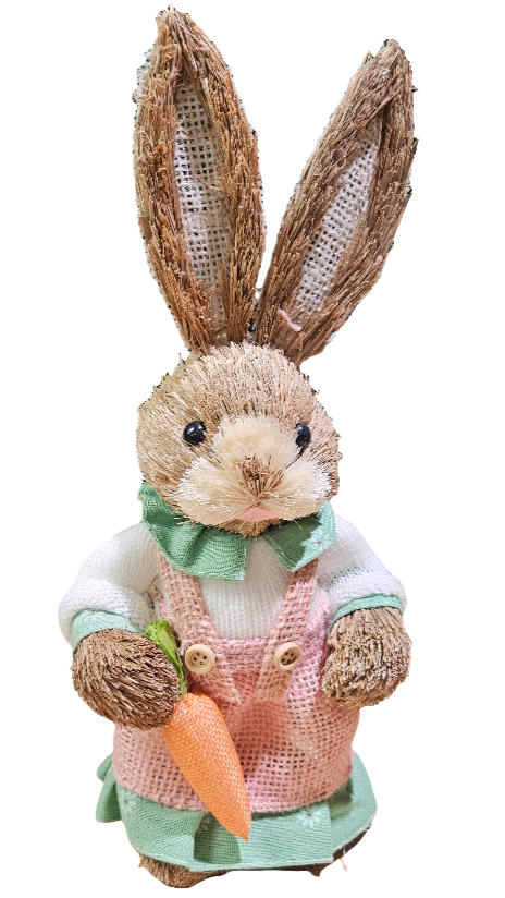 Straw Bunny w/ Clothing - 13"