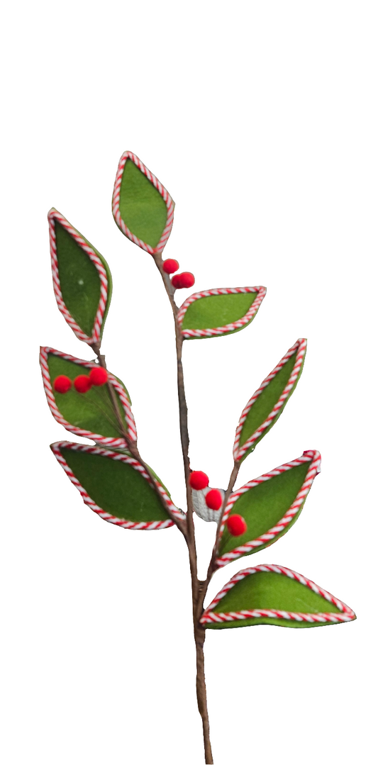 29" Felt Leaves with Peppermint Trim Spray