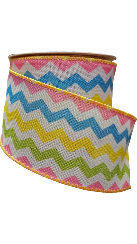 2.5" Chevron Ribbon: Pastel (10 Yards)