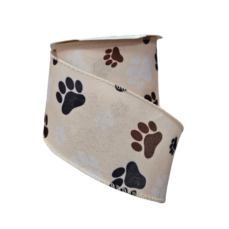 2.5" Dog/Cat Paw Print Ribbon: Assortment (10 Yards)