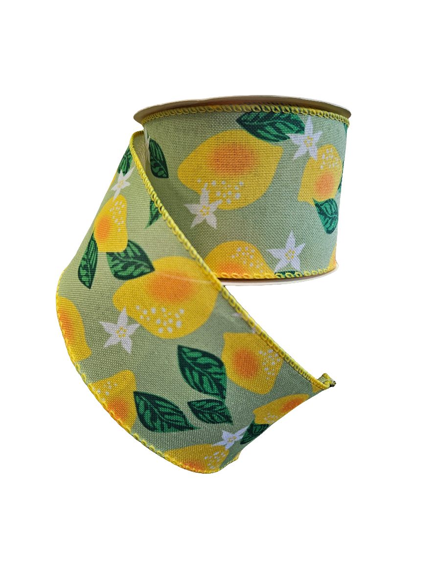 2.5" x 10yds Lemon Themed Ribbon