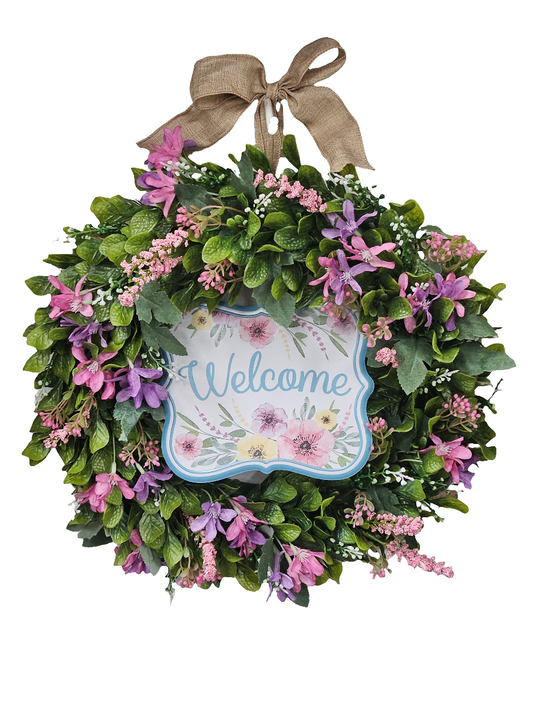 Custom Welcome Spring Wreath -MG