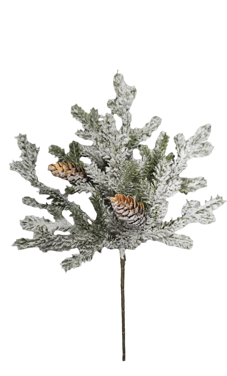 13" Frosted Evergreen Pick