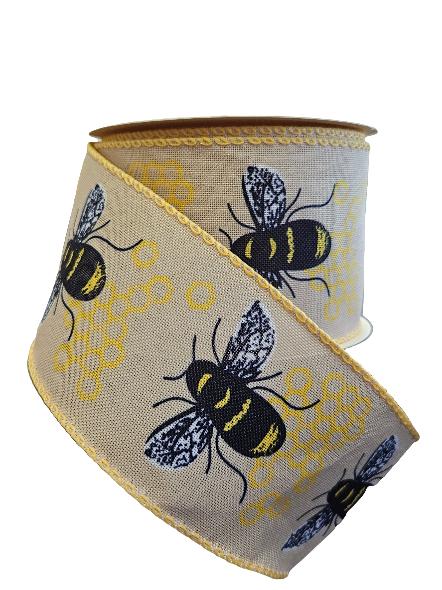 2.5" Bee Themed Colors Ribbon: Assortment (10 Yards)