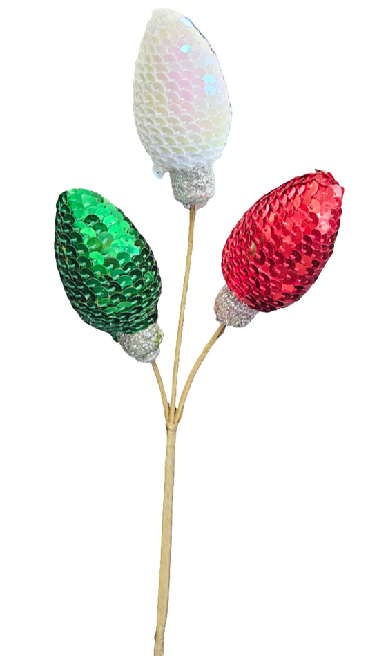 Sequined Christmas Bulb Pick