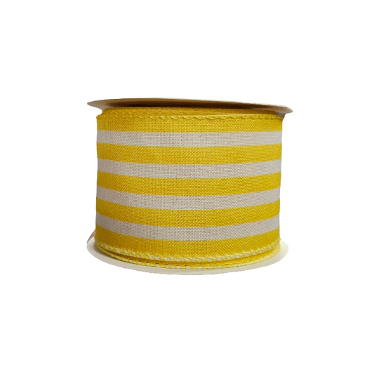2.5" Horizontal Medium Striped Ribbon: Yellow/White (10 Yards)