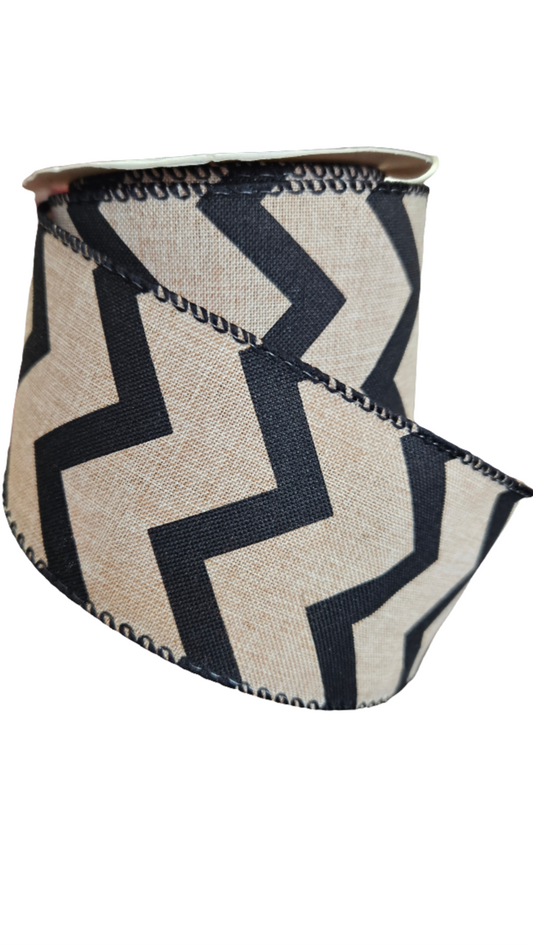 2.5" Chevron Ribbon: Burlap (10 Yards)