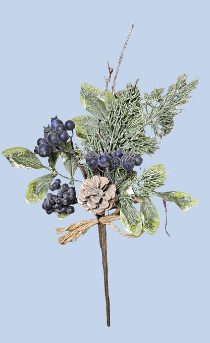 14" Blueberry Cone Leaves Pick