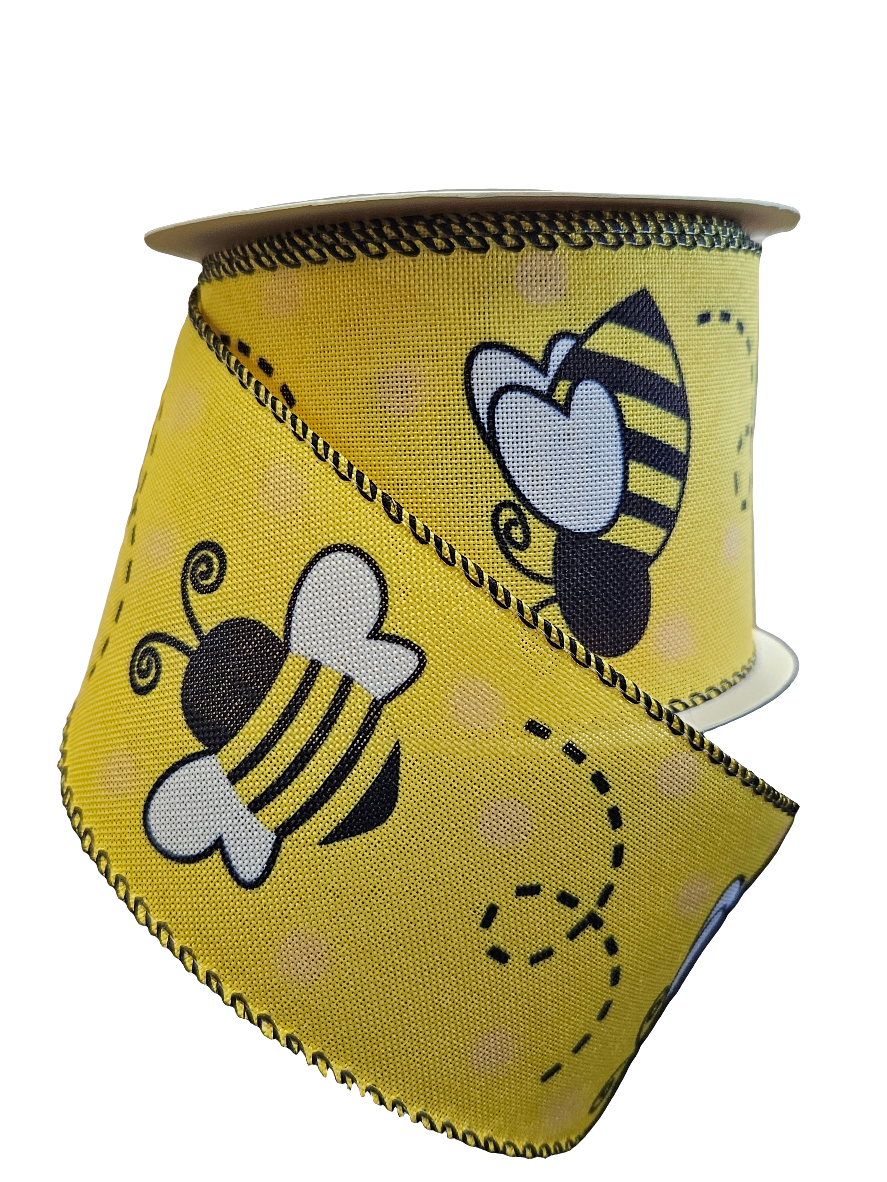 2.5" Bee Themed Colors Ribbon: Assortment (10 Yards)