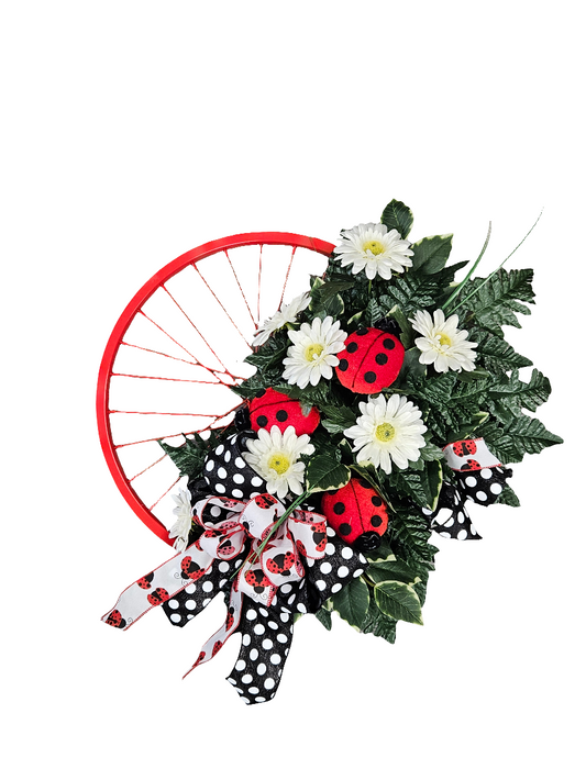Ladybug Bicycle Rim Wreath - MG