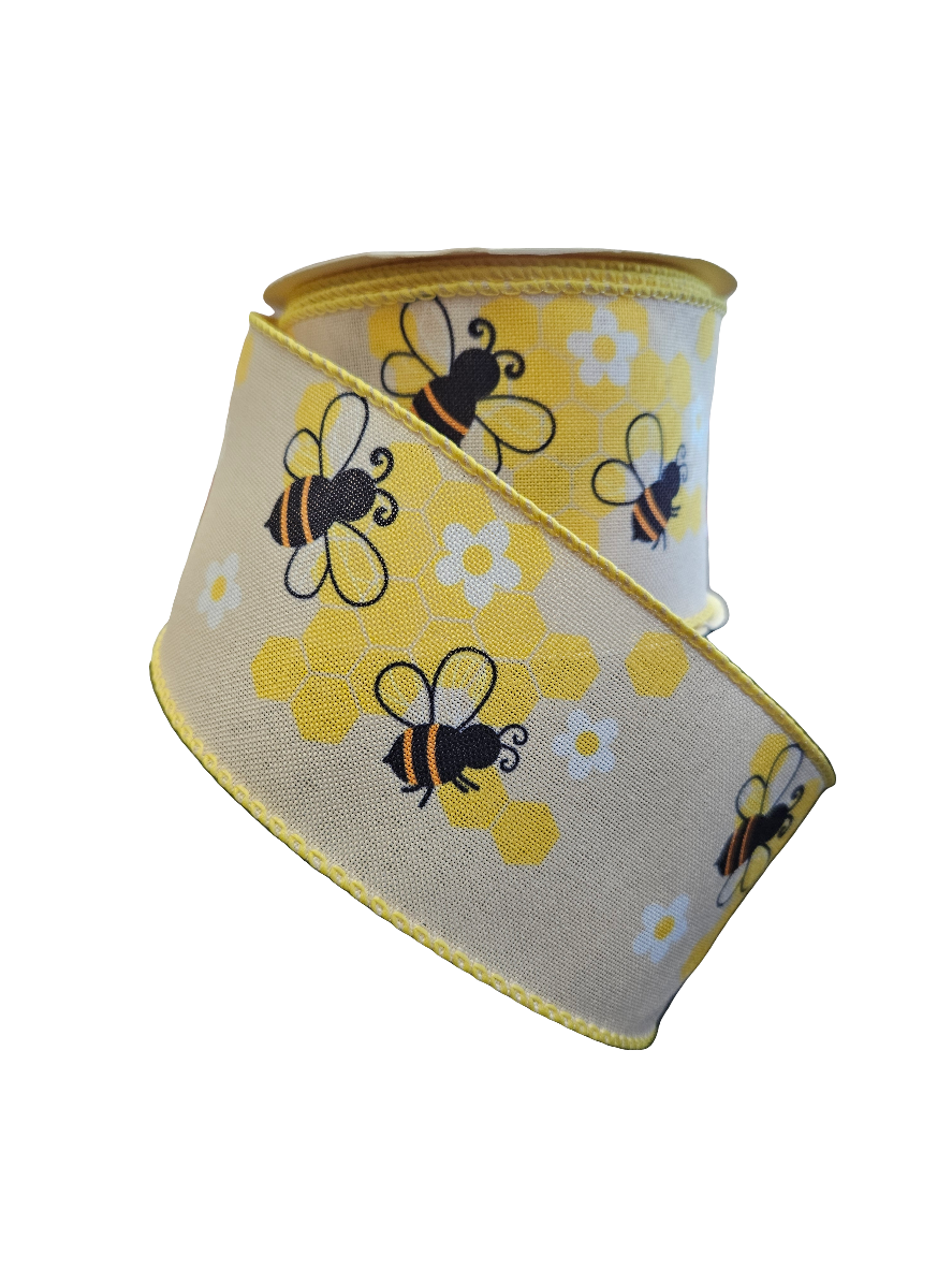 2.5" Bee Themed Colors Ribbon: Assortment (10 Yards)