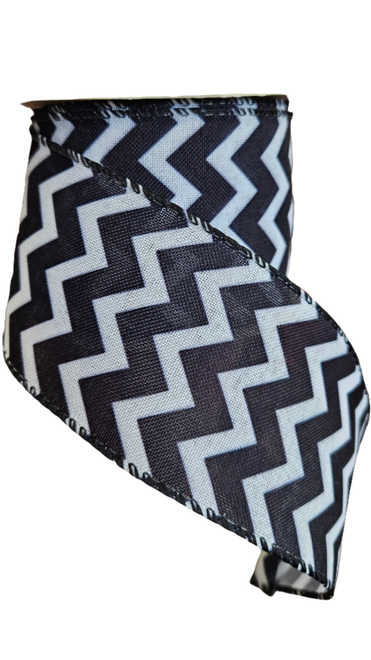 2.5" Chevron Ribbon: Color & White (10 Yards)