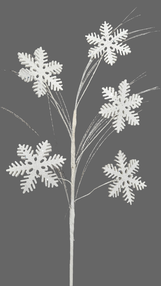 30" Snowflake/Grass Spray: White