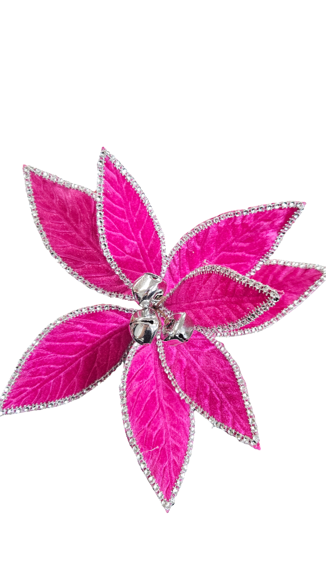 20" Rhinestone Velvet Poinsettia Stems