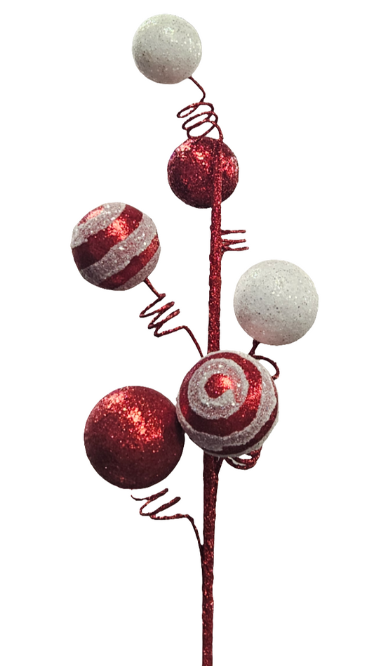 22.8" Striped/Solid Mixed Spray: Red & White
