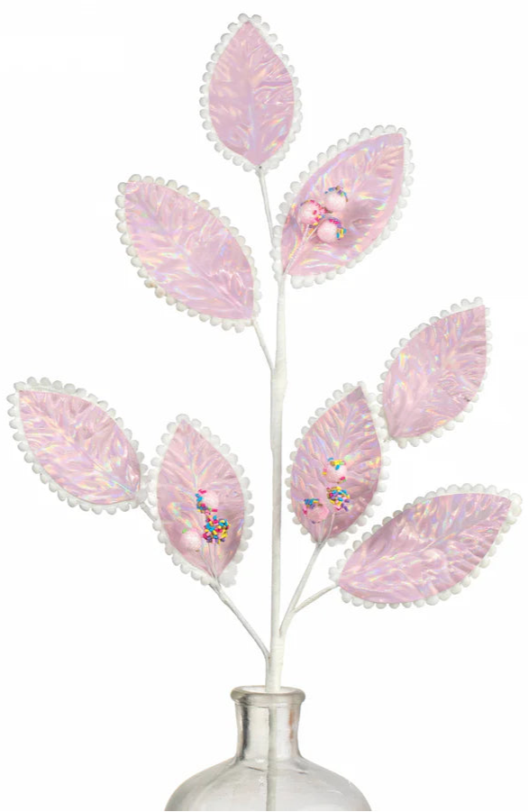 28" Iridescent Leaves & Sprinkles Spray