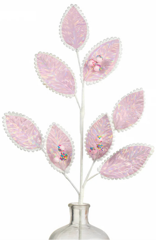 28" Iridescent Leaves & Sprinkles Spray