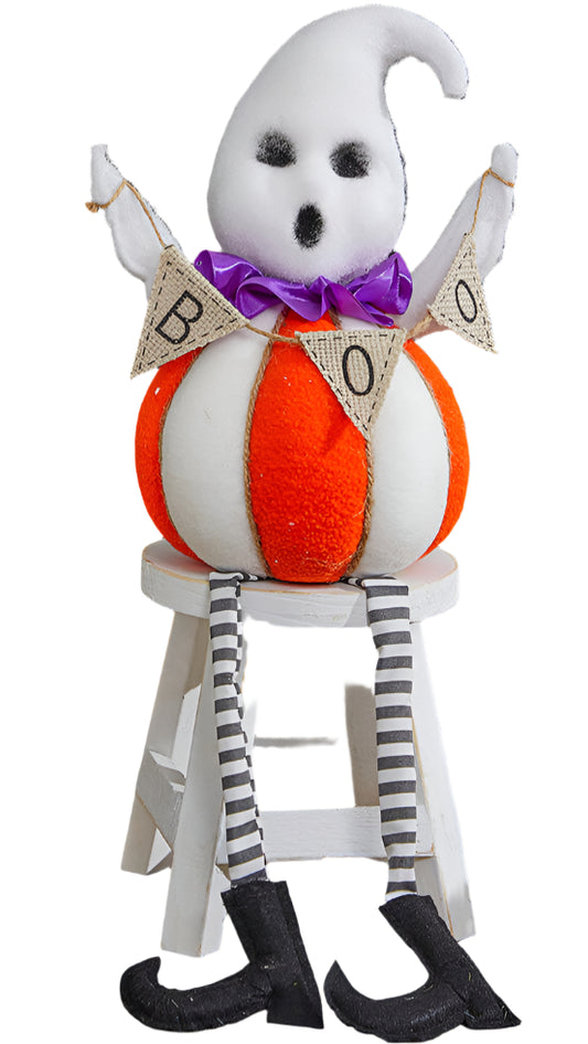 21" Boo Ghost Pumpkin Decor