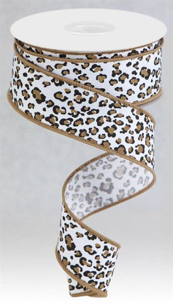 Mini Leopard Ribbon: White, Brown & Black  (10 Yards)