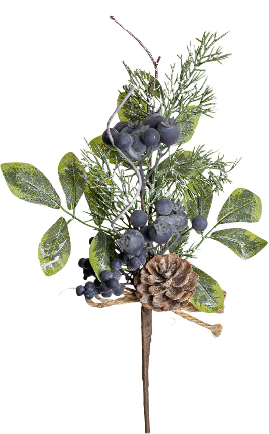 14" Blueberry Cone Leaves Pick