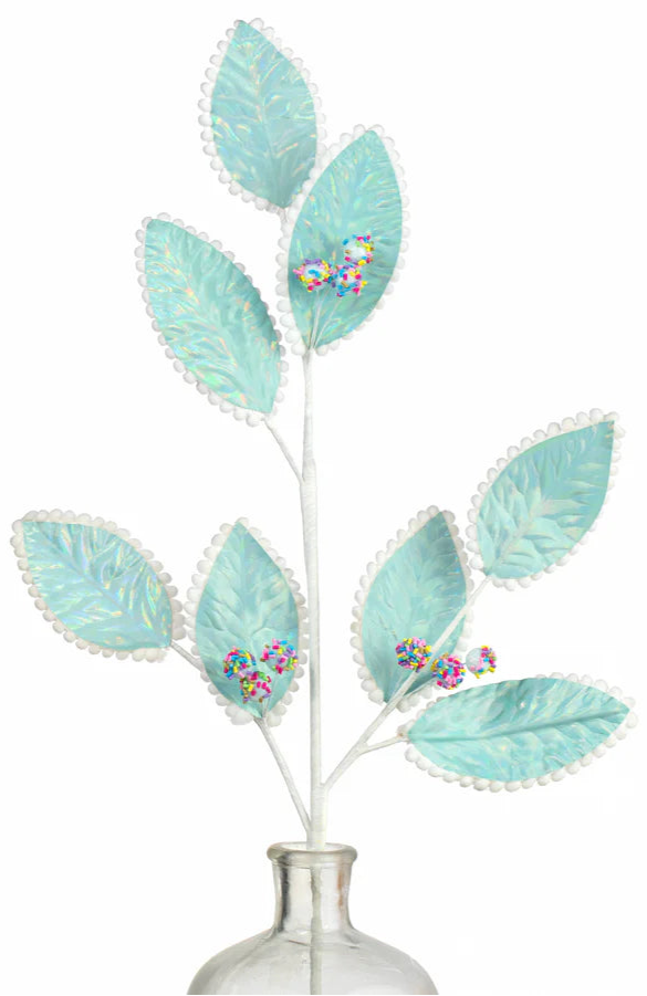 28" Iridescent Leaves & Sprinkles Spray