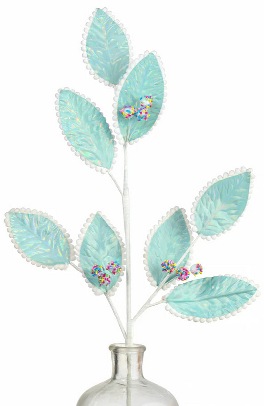 28" Iridescent Leaves & Sprinkles Spray