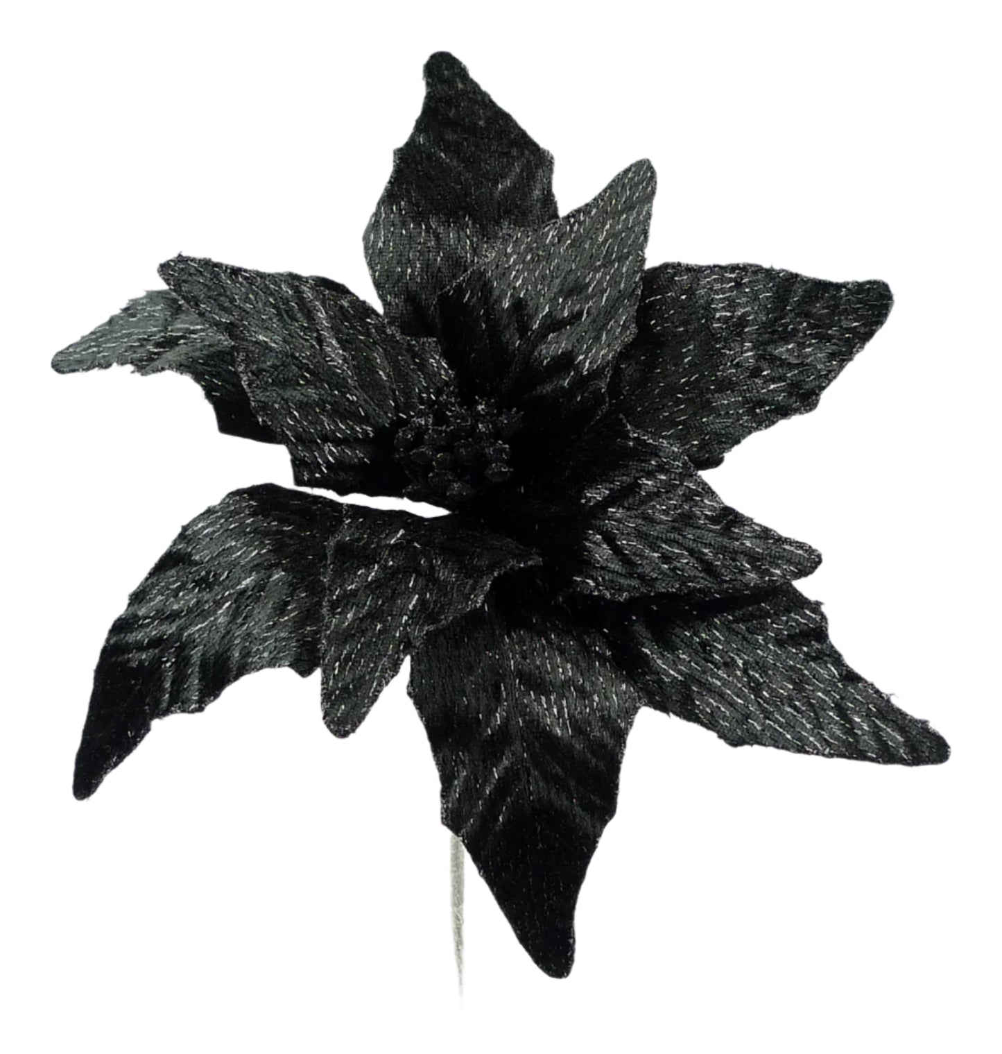 15" Velvet Poinsettia Pick: Black