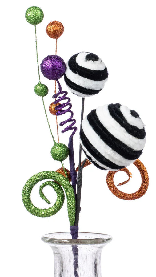 16" Glitter Curly Velvet Ball Pick: Halloween