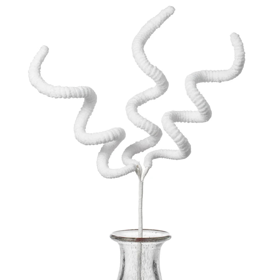 22" Curly Chenille Spray - White