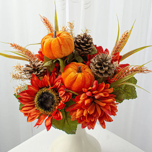 18" Sunflower Ball Mum Pumpkin Pine Bush