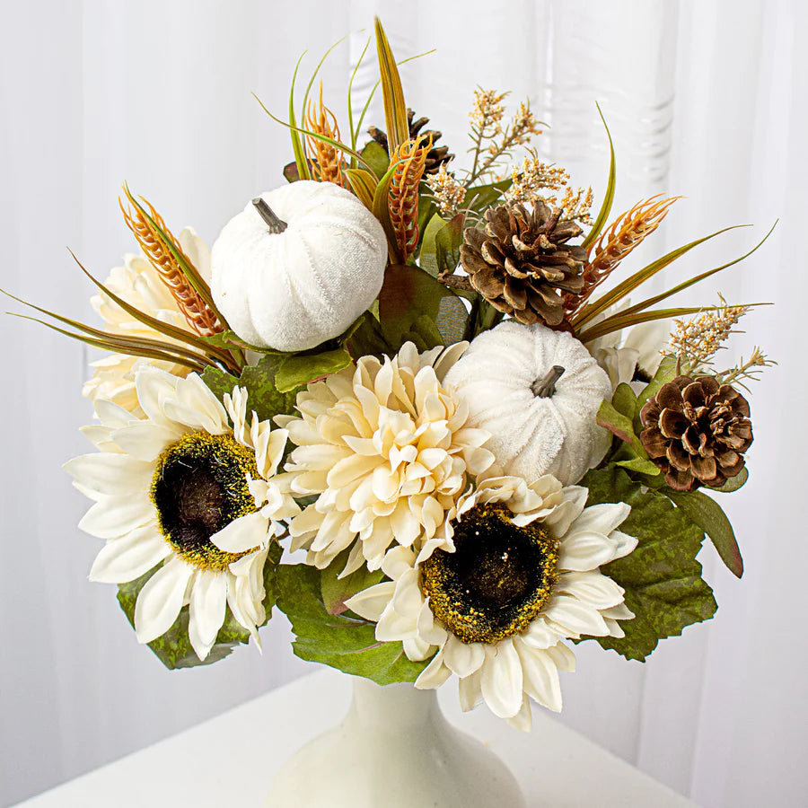18" Sunflower Ball Mum Pumpkin Pine Bush