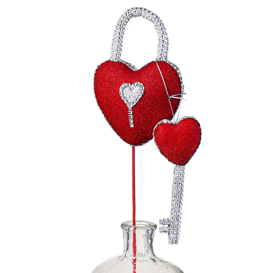 20" Bling Heart Lock & Key Spray: Red