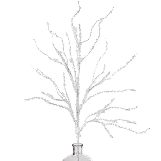 32" Snowy Twig Spray: White