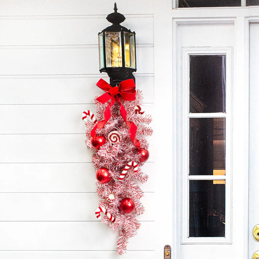 32" PVC Pine Teardrop: Red & White