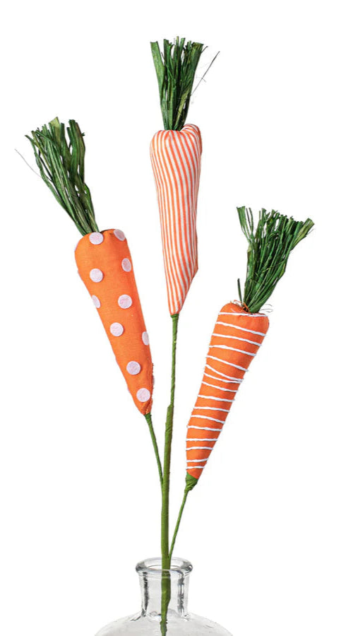 22" Fabric Carrot Pick: Orange, White, Green